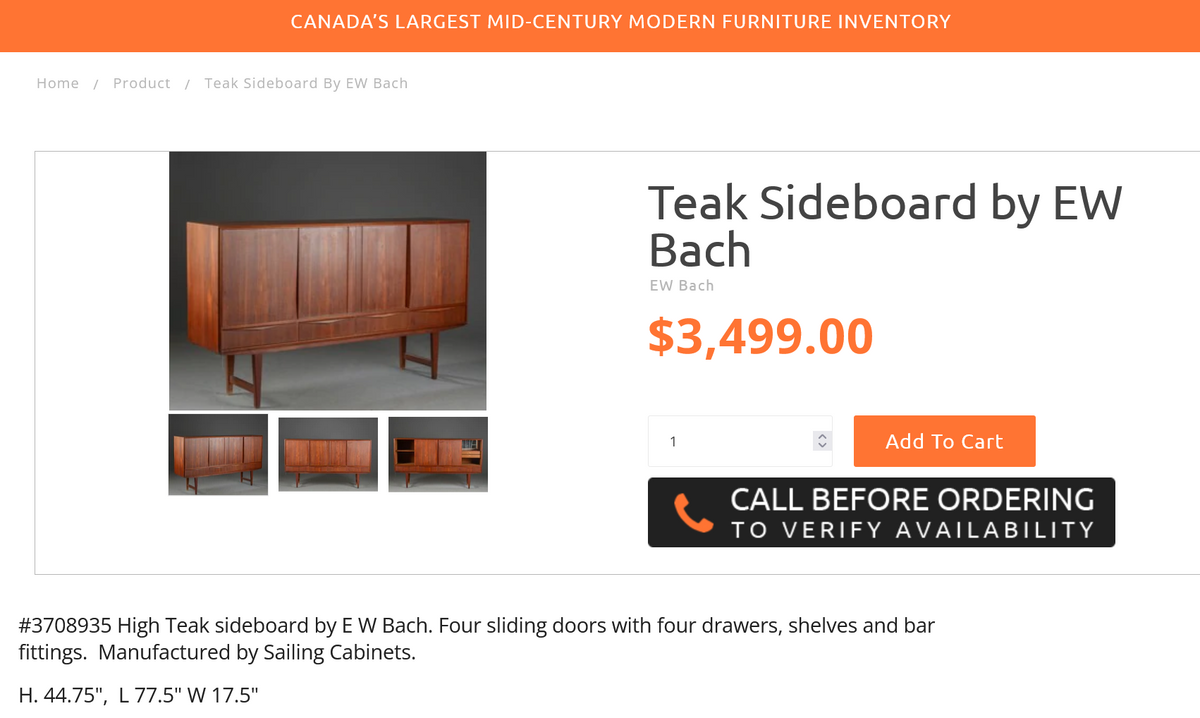 REFINISHED Danish MCM Teak Highboard by EW Bach for Sejling Skabe 77.5