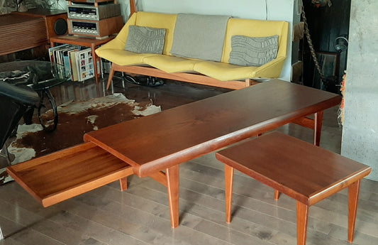 REFINISHED Danish MCM Teak Coffee Table 3 in 1 by Johannes Andersen , PERFECT