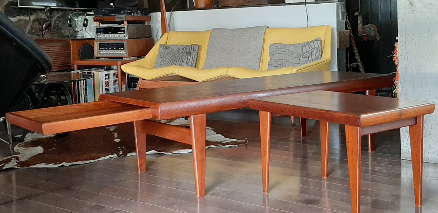 REFINISHED Danish MCM Teak Coffee Table 3 in 1 by Johannes Andersen , PERFECT