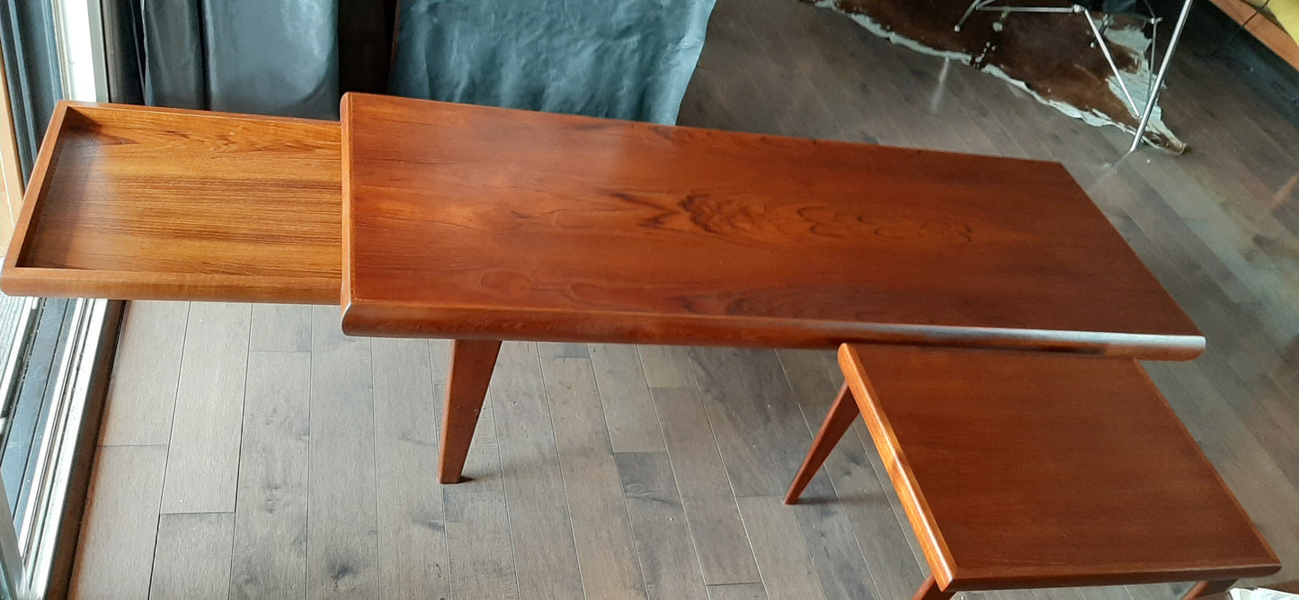 REFINISHED Danish MCM Teak Coffee Table 3 in 1 by Johannes Andersen , PERFECT