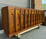 RESTORED Mid Century Modern Walnut Brutalist Credenza Dresser 80