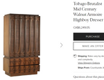 RESTORED Mid Century Modern Walnut Brutalist Armoire High Credenza 11