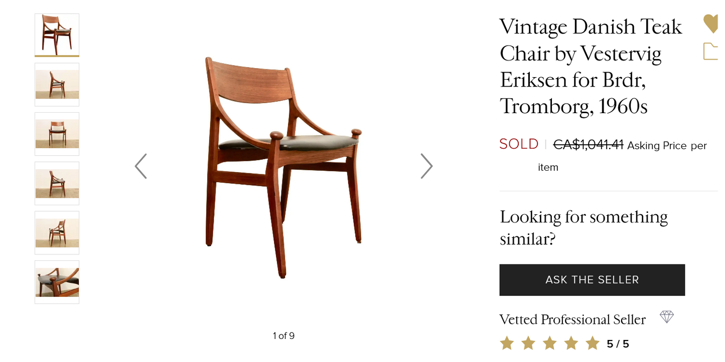 6 RESTORED Danish MCM Teak Chairs by Vestervig Eriksen for Brdr Tromborg’s Møbelfabrik