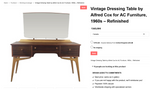 REFINISHED British MCM Vanity & Mirror or Desk by Alfred Cox, Perfect, Compact 14
