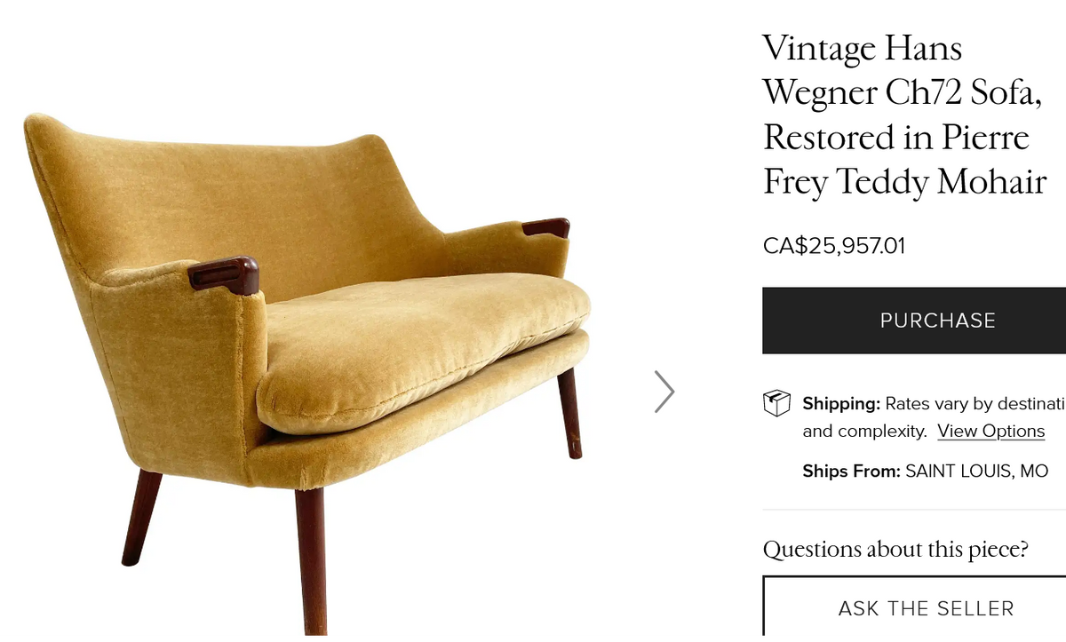 REFINISHED & REUPHOLSTERED in wool mohair MCM  Lounge Chair, Perfect
