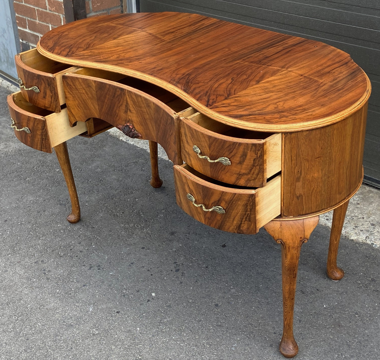 REFINISHED Antique Walnut Vanity or Desk Perfect, Compact