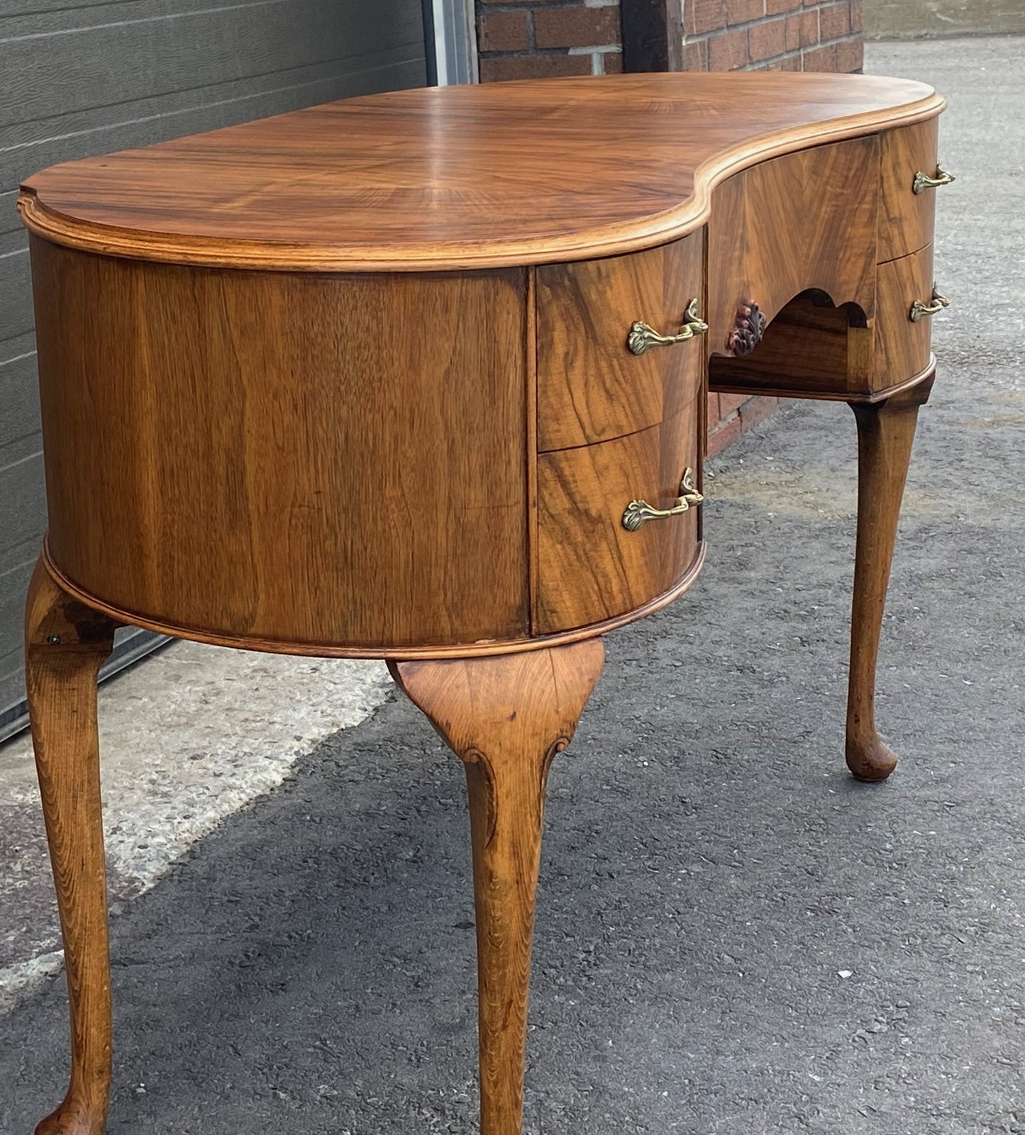 REFINISHED Antique Walnut Vanity or Desk Perfect, Compact
