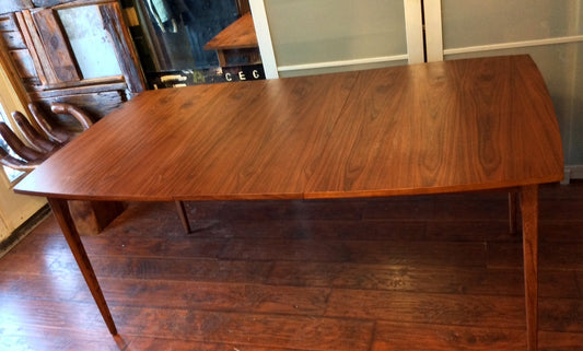 Mid Century Modern Walnut Dining Table Extendable w 1 leaf REFINISHED - Mid Century Modern Toronto
