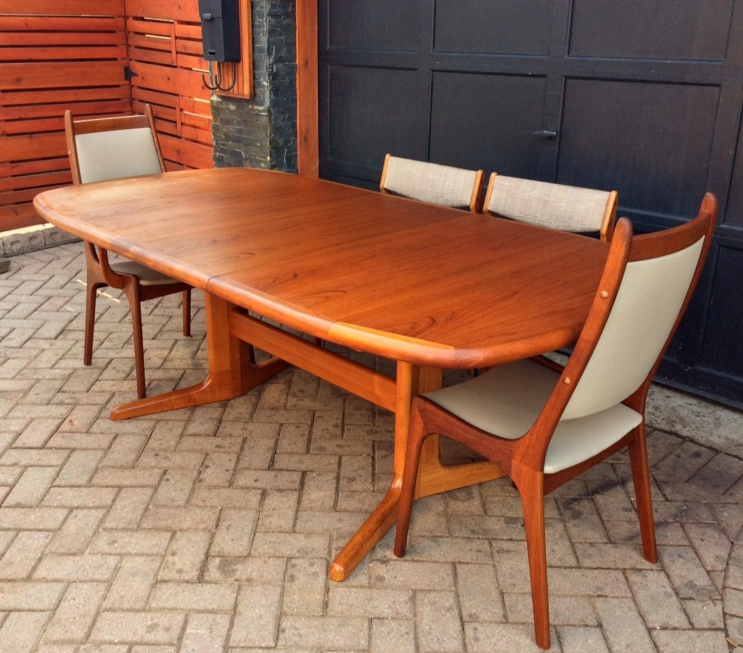 Large Mid Century Modern Teak Dining Table with 2 Leaves- REFINISHED - Mid Century Modern Toronto