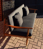 Mid Century Modern 3-Seater Sofa REFINISHED REUPHOLSTERED Charcoal Grey fabric - Mid Century Modern Toronto 9