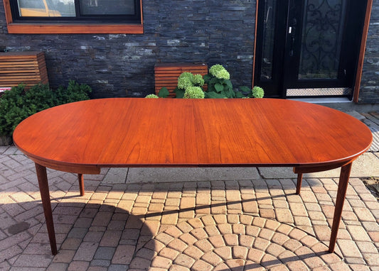 REFINISHED Danish MCM Teak Table Round to Oval w 2 Leaves by Skovmand and Andersen - Mid Century Modern Toronto