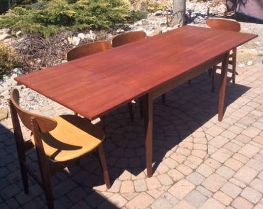 REFINISHED MCM  Teak Draw Leaf Table by Punch Designs 48"-80" - Mid Century Modern Toronto