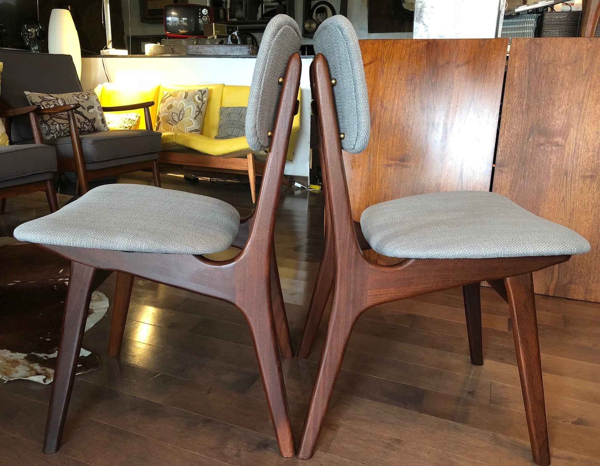 Set of 2 REUPHOLSTERED Danish MCM Teak Chairs, by  Arne Hovmand Olsen, each $275 (only this pair is available) - Mid Century Modern Toronto