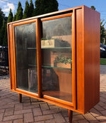 MCM Walnut Bookcase Display with sliding glass doors L 48