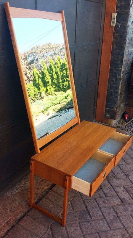 Scandinavian Mid Century Modern Teak Chest & Mirror Entrance Set - Mid Century Modern Toronto