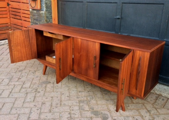 REFINISHED MCM Teak or Mahogany Bar Credenza TV Media Console 6 ft - Mid Century Modern Toronto