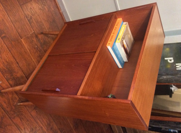 Danish Mid Century Modern Teak Display China w Sliding Doors and Splayed Legs REFINISHED - Mid Century Modern Toronto