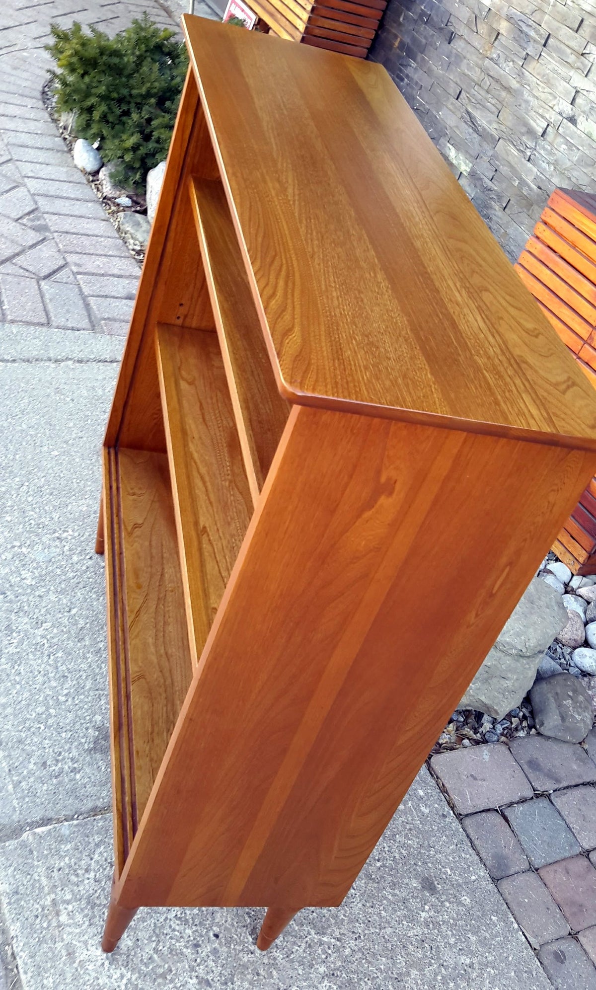 Mid Century Modern Solid Ash Display China Bookcase RESTORED 38