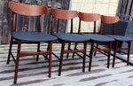 Set of 4 Danish Mid Century Modern Solid Teak Dining Chairs REUPHOLSTERED - Mid Century Modern Toronto 1