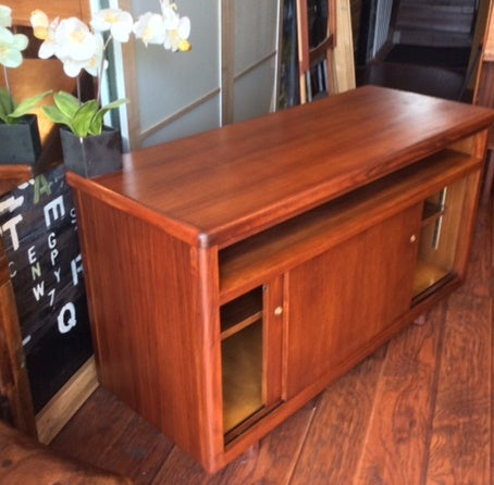 REFINISHED MCM  Teak Buffet TV Console Divider 49" Finished Back - Mid Century Modern Toronto