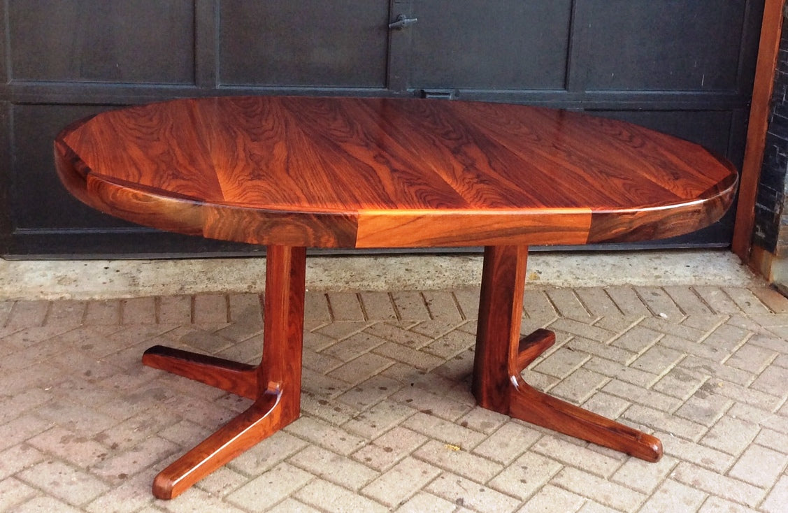 Danish MCM Rosewood Extension Table REFINISHED, 6 Chairs REUPHOLSTERED - Mid Century Modern Toronto