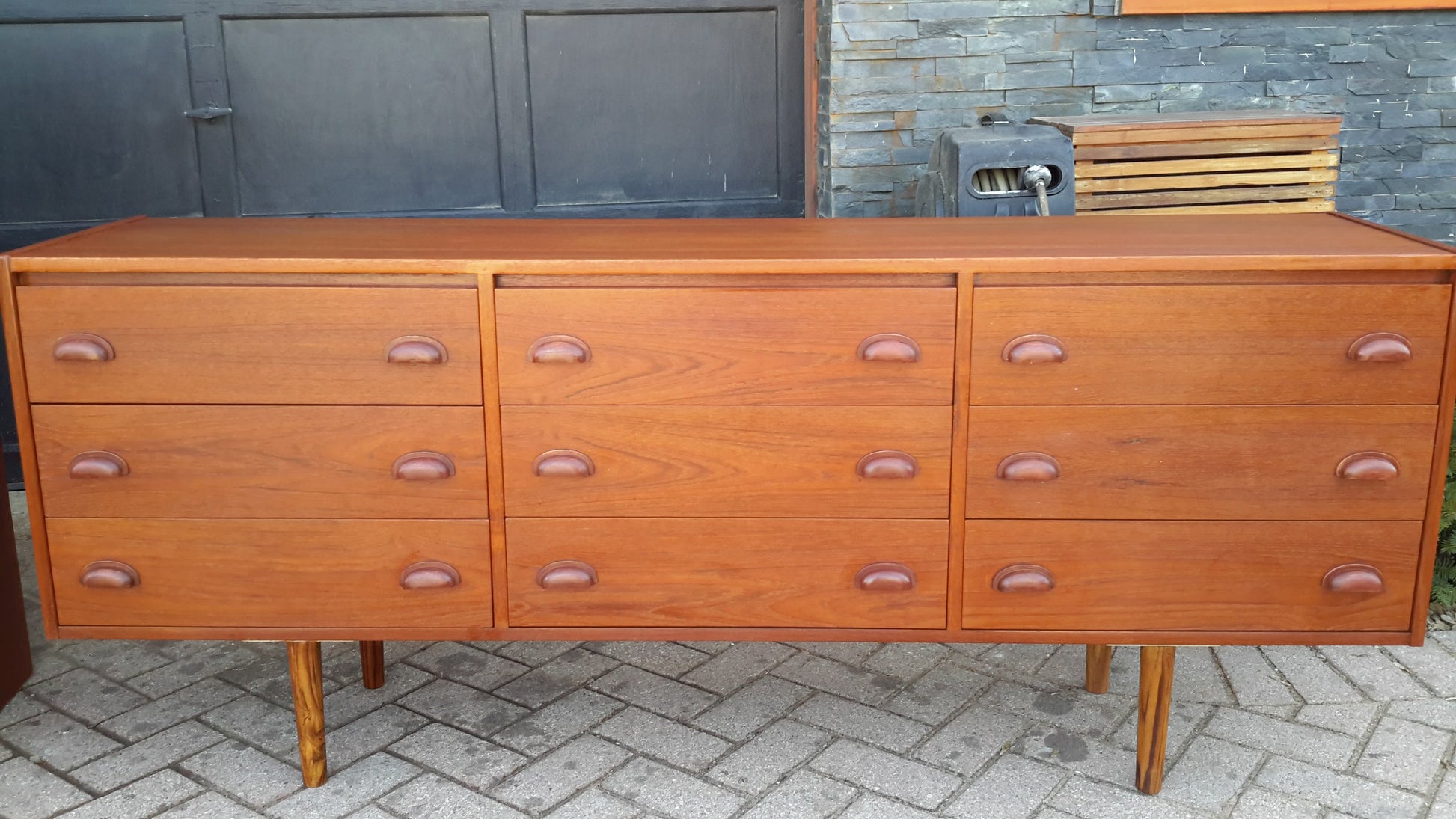 REFINISHED MCM Teak Dresser, Wardrobe, Queen Bed with floating Night Stands - Mid Century Modern Toronto