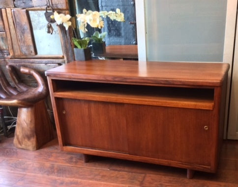 REFINISHED MCM  Teak Buffet TV Console Divider 49" Finished Back - Mid Century Modern Toronto