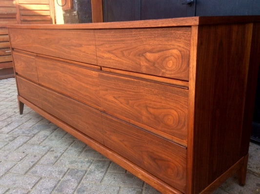REFINISHED MCM Walnut Dresser 9 drawers 72" - Mid Century Modern Toronto