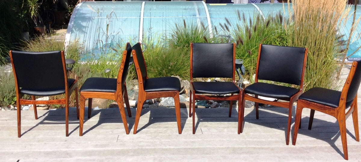 Danish MCM Rosewood Extension Table REFINISHED, 6 Chairs REUPHOLSTERED - Mid Century Modern Toronto