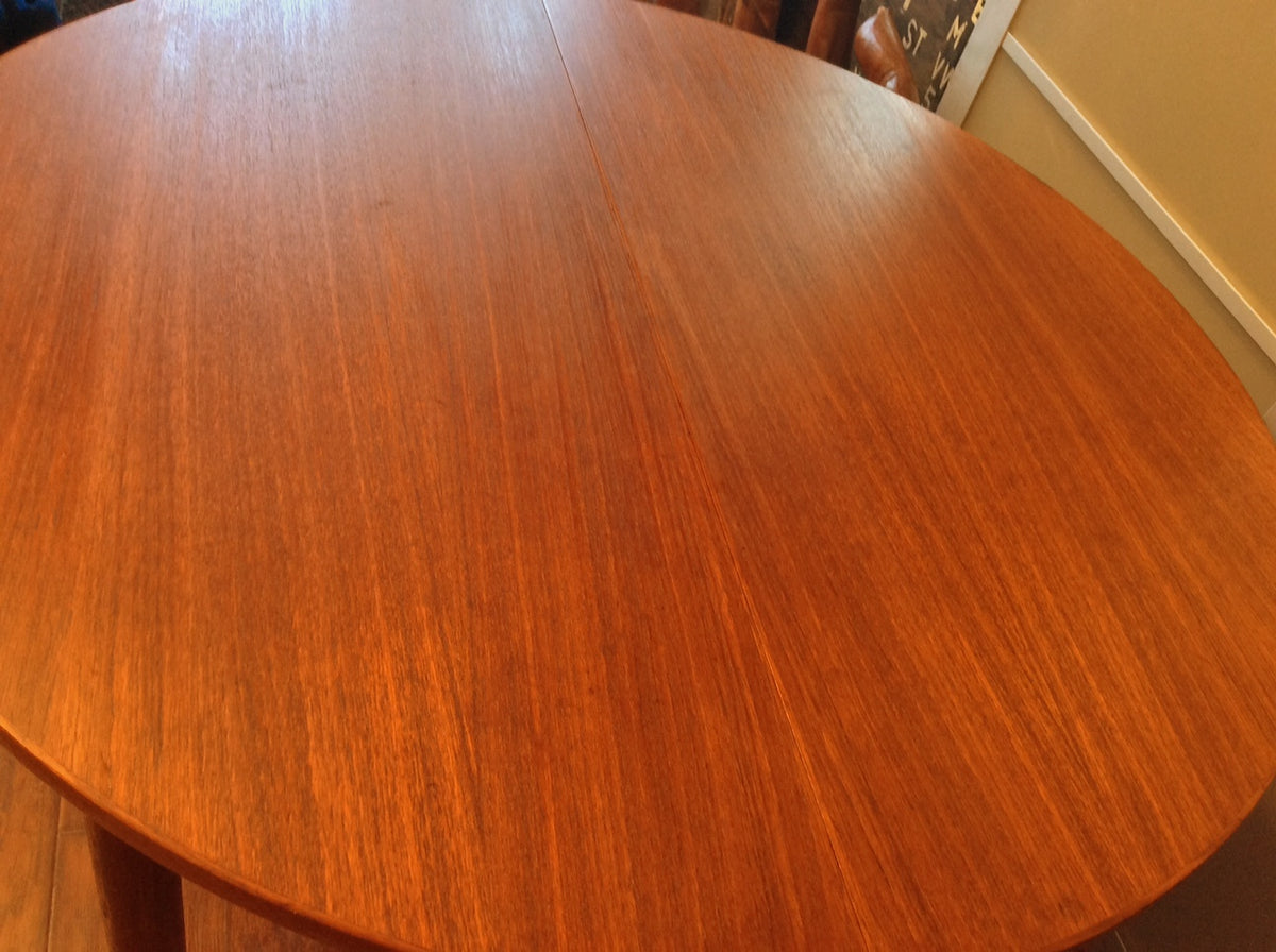 Danish Mid Century Modern Teak Dining Table REFINISHED (no leaf) - Mid Century Modern Toronto
