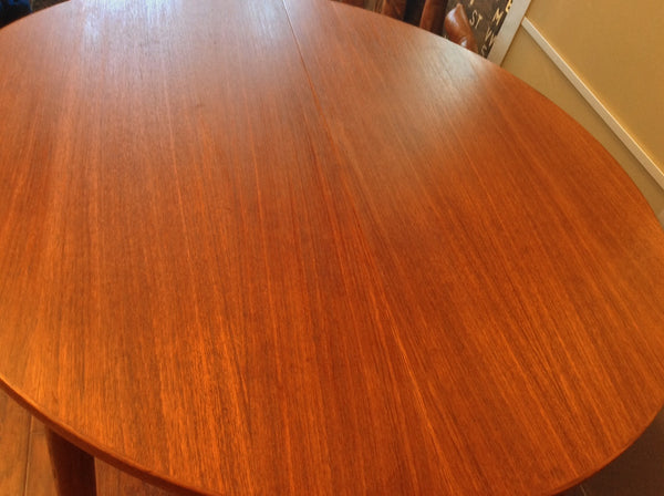 Danish Mid Century Modern Teak Dining Table REFINISHED (no leaf) - Mid Century Modern Toronto