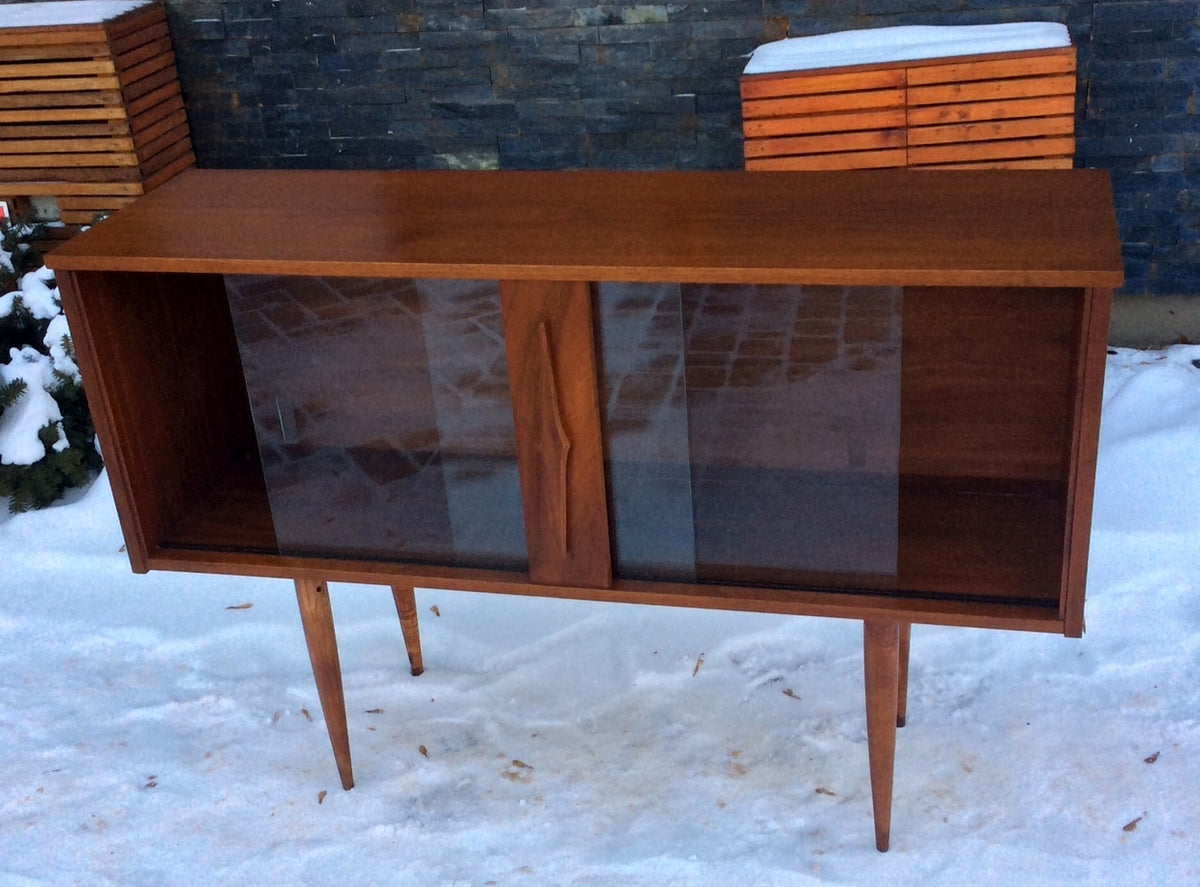 Mid Century Modern Teak Display Buffet China Console Restored 4 ft - Mid Century Modern Toronto
