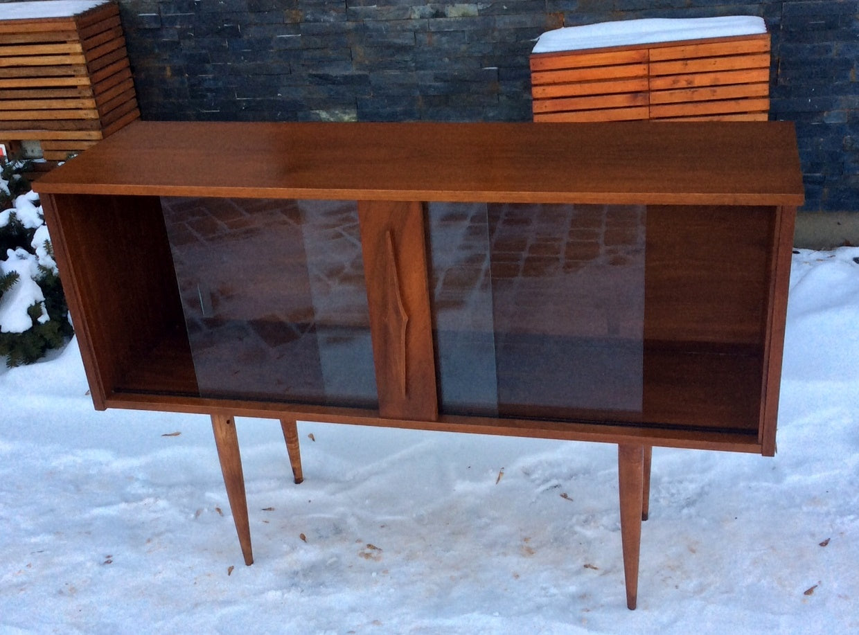 Mid Century Modern Teak Display Buffet China Console Restored 4 ft - Mid Century Modern Toronto