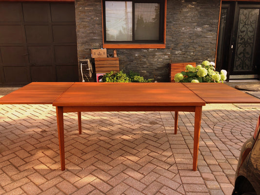 REFINISHED MCM  Teak Table w 2 leaves by  I.Jensen SCAN TEAK, perfect 55"-98" - Mid Century Modern Toronto