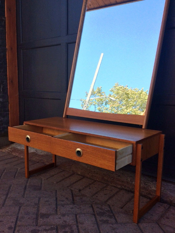 Scandinavian Mid Century Modern Teak Chest & Mirror Entrance Set - Mid Century Modern Toronto