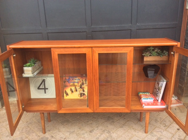 REFINISHED MCM Teak Display Bookcase Records 65