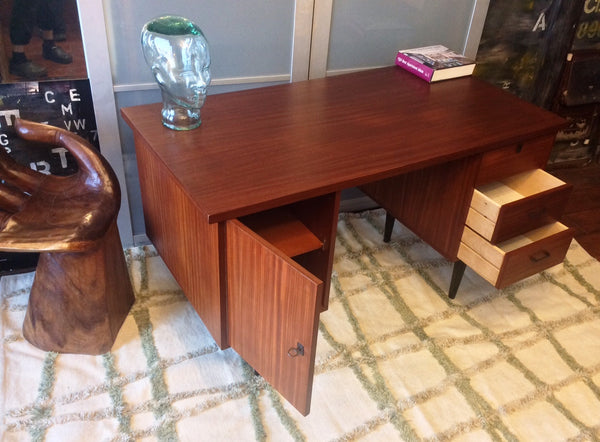 Mid Century Modern Mahogany or Teak Desk REFINISHED Free Standing - Mid Century Modern Toronto