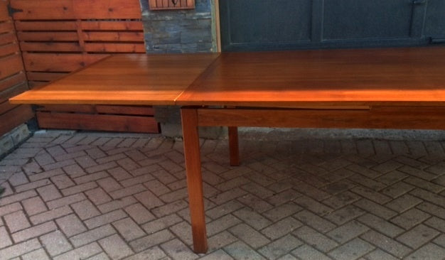 REFINISHED LARGE MCM  Teak Draw Leaf Table 6-10.5 ft - Mid Century Modern Toronto