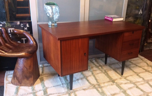 Mid Century Modern Mahogany or Teak Desk REFINISHED Free Standing - Mid Century Modern Toronto