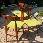 4 MCM Teak Chairs REFINISHED REUPHOLSTERED mustard velvet, each $149 - Mid Century Modern Toronto 4