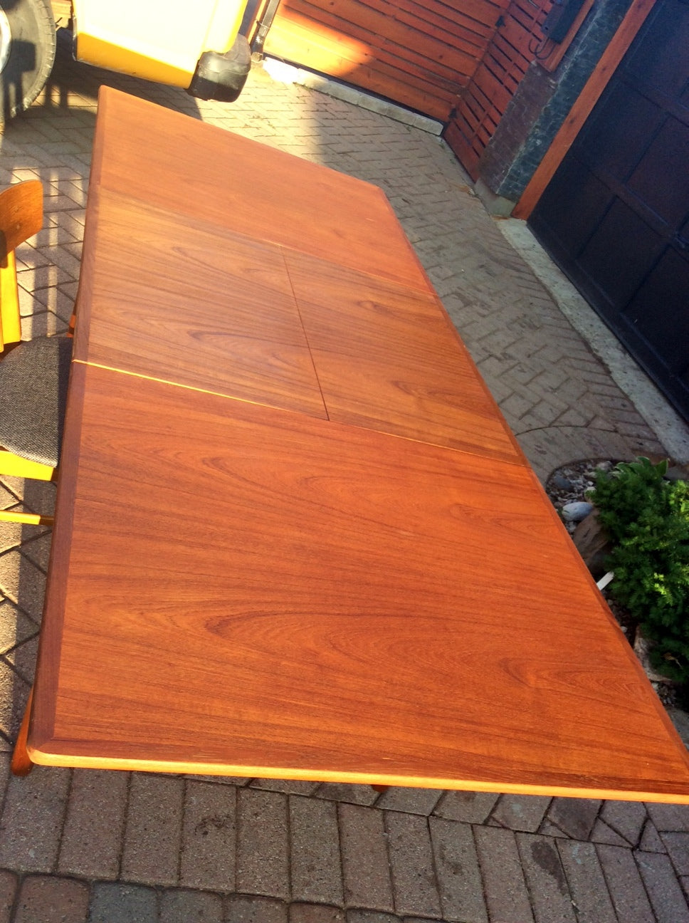 REFINISHED Danish Mid Century Modern Teak Table with Pop Up Leaf Extension - Mid Century Modern Toronto