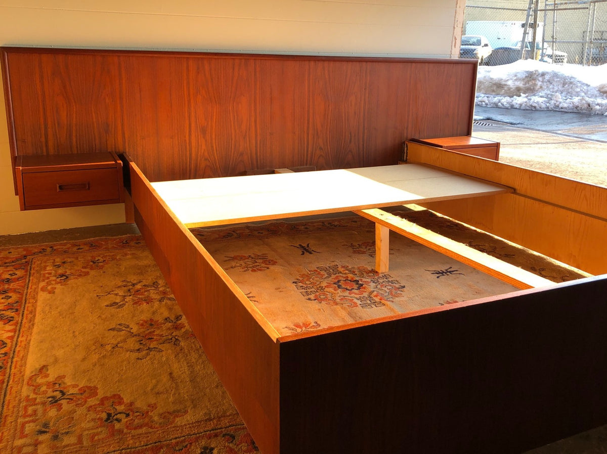 REFINISHED MCM Teak Dresser, Wardrobe, Queen Bed w floating nightstands PERFECT - Mid Century Modern Toronto