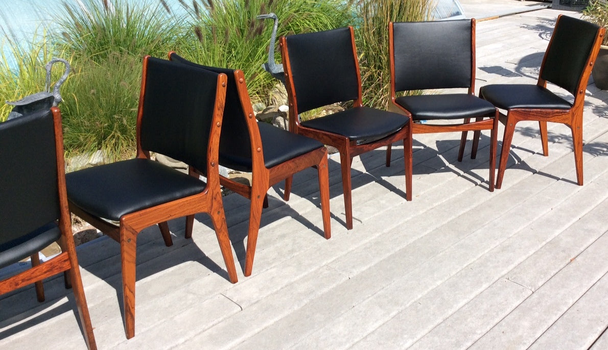 Danish MCM Rosewood Extension Table REFINISHED, 6 Chairs REUPHOLSTERED - Mid Century Modern Toronto