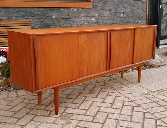 Danish Mid-Century Modern Teak  Credenza REFINISHED 77” - Mid Century Modern Toronto