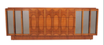 RESTORED Rare MCM Teak & Walnut Mirrored Brutalist Credenza Dresser 80