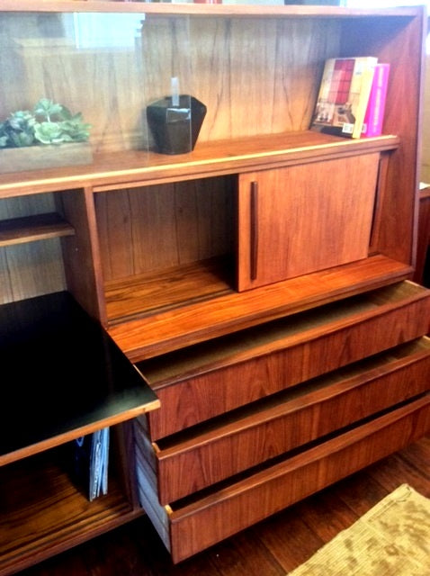 REFINISHED Danish Mid Century Modern Teak Highboard (2 parts) 78" - Mid Century Modern Toronto