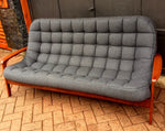RESTORED Iconic Mid Century Modern Teak Sofa with arms - Scoop by Huber. Like New, Charcoal Wool Fabric - Mid Century Modern Toronto 8