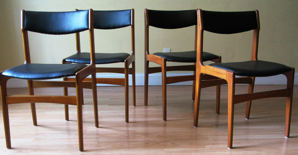 4 Danish Mid Century Modern Teak Chairs REUPHOLSTERED attributed to Eric Buck - Mid Century Modern Toronto
