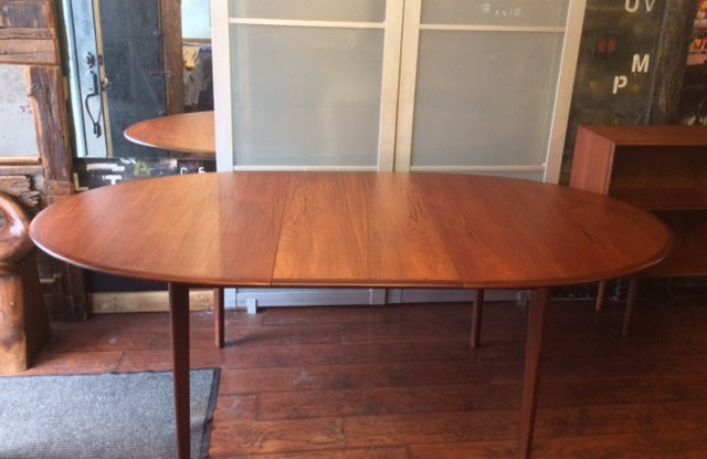 REFINISHED Mid-Century Modern Teak Dining Table Oval w 1 Leaf - Mid Century Modern Toronto