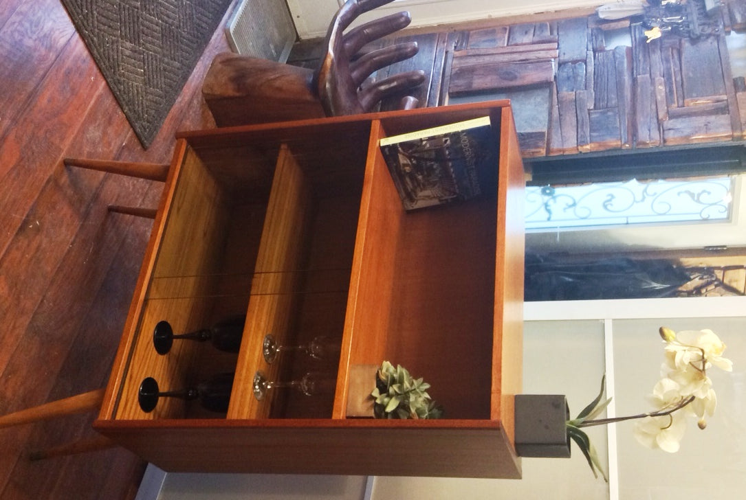 Danish Mid Century Modern Teak Display China Bookcase w Splayed Legs REFINISHED - Mid Century Modern Toronto